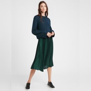 Satin Pleated Midi Skirt